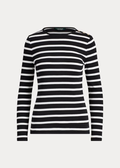 Women's Ralph Lauren Striped Button-Shoulder Tops | 907286OUW